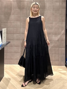 「A part by（アパートバイ）のヘマタイトビーズショートネックレス（Necklace、シルバー系）」を使った、sayakaさん（レディース・158cm）の夏コーディネート