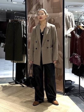 「A part by（アパートバイ）のキンチャクミニショルダバッグ（ショルダーバッグ、ブラック系）」を使った、sayakaさん（レディース・158cm）の秋コーディネート