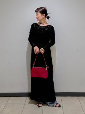 「アイテム（ネックレス、グリーン系）」を使った、sayakaさん（レディース・158cm）の秋コーディネート