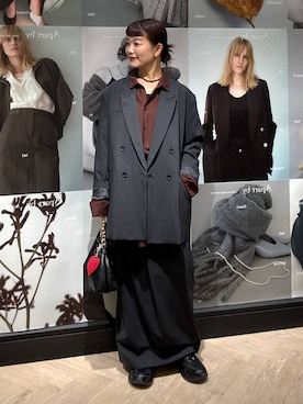 「アイテム（ネックレス、グリーン系）」を使った、sayakaさん（レディース・158cm）の秋コーディネート