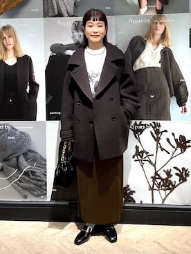 「アイテム（ピーコート）」を使った、sayakaさん（レディース・158cm）の秋コーディネート