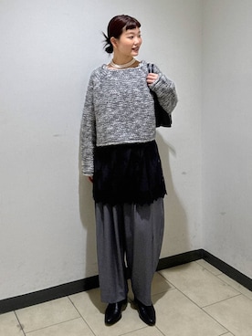 「アイテム（チュニック）」を使った、sayakaさん（レディース・158cm）の冬コーディネート