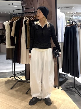 「A part by（アパートバイ）のキンチャクミニショルダバッグ（ショルダーバッグ、ブラック系）」を使った、sayakaさん（レディース・158cm）の秋コーディネート