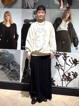 「A part by（アパートバイ）のアイテム（スウェット）」を使った、sayakaさん（レディース・158cm）の秋コーディネート