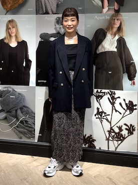 「A part by（アパートバイ）のＷライクテーラードスリットジャケット（テーラードジャケット）」を使った、sayakaさん（レディース・158cm）の秋コーディネート