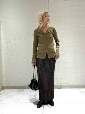 「A part by（アパートバイ）のキンチャクミニショルダバッグ（ショルダーバッグ、ブラック系）」を使った、sayakaさん（レディース・158cm）の秋コーディネート
