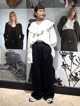 「A part by（アパートバイ）のアイテム（スニーカー）」を使った、sayakaさん（レディース・158cm）の秋コーディネート