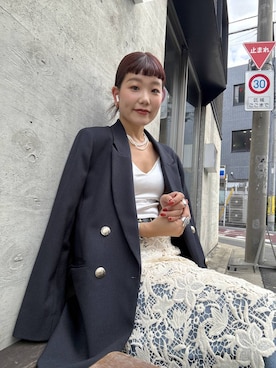 「A part by（アパートバイ）のＷライクテーラードスリットジャケット（テーラードジャケット）」を使った、sayakaさん（レディース・158cm）の秋コーディネート