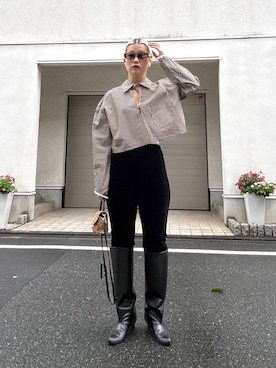 「eL（エル）の【eL】Wide Long Boots/1052793（ブーツ、ブラック系）」を使った、sayakaさん（レディース・158cm）の秋コーディネート