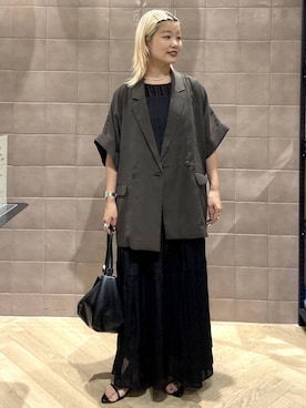 「A part by（アパートバイ）のヘマタイトビーズショートネックレス（Necklace、シルバー系）」を使った、sayakaさん（レディース・158cm）の夏コーディネート