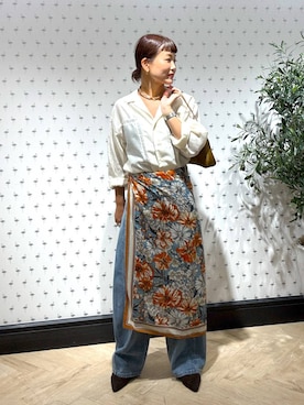 「アイテム（ネックレス）」を使った、sayakaさん（レディース・158cm）の夏コーディネート