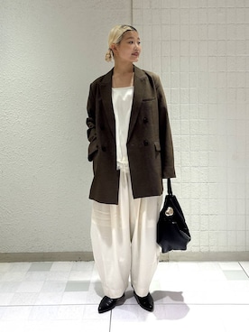 「eL（エル）の【eL】Wide Long Boots/1052793（ブーツ、ブラック系）」を使った、sayakaさん（レディース・158cm）の秋コーディネート