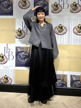 「A part by（アパートバイ）のサテンティアードキャミワンピース（ワンピース）」を使った、sayakaさん（レディース・158cm）の秋コーディネート