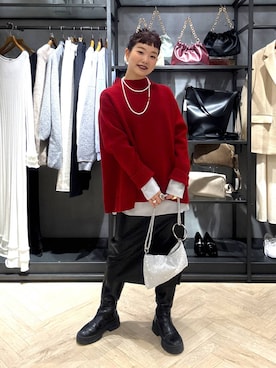 「A part by（アパートバイ）のアイテム（ショルダーバッグ）」を使った、sayakaさん（レディース・158cm）の冬コーディネート