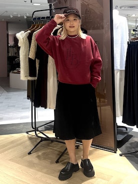 「A part by（アパートバイ）のボリュームスリッポン（スリッポン、ブラック系）」を使った、sayakaさん（レディース・158cm）の秋コーディネート