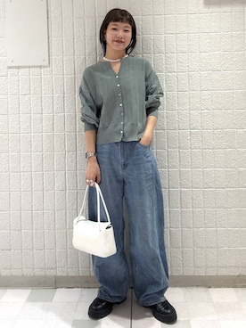 「A part by（アパートバイ）のApbコクーンデニムパンツ≪追加3≫（デニムパンツ）」を使った、sayakaさん（レディース・158cm）の春コーディネート