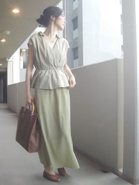 「カコバッグ」｜「アイテム（スカート）」を使った、たま🥚ゆっこさん（レディース・165cm）の夏コーディネート