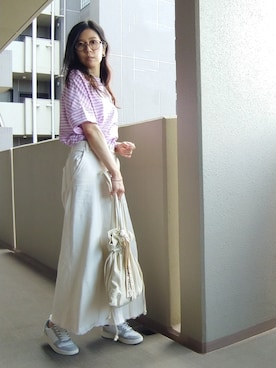 「H&M（エイチ・アンド・エム）のアイテム（スニーカー）」を使った、たま🥚ゆっこさん（レディース・165cm）の夏コーディネート