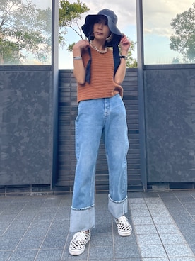 「ストレートデニム」｜BLACKBYMOUSSY_staffさん（レディース・158cm）の春コーディネート