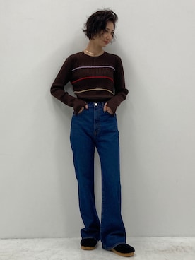 「フレアデニム」｜BLACKBYMOUSSY_staffさん（レディース・158cm）の秋コーディネート