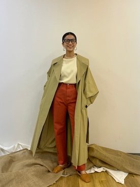 「BLACK BY MOUSSY（ブラックバイマウジー）のアイテム（トレンチコート）」を使った、BLACKBYMOUSSY_staffさん（レディース・160cm）の冬コーディネート