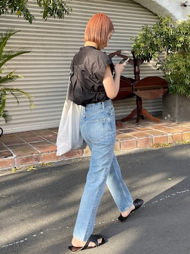 「ハイウエストデニム」｜BLACKBYMOUSSY_staffさん（レディース・158cm）の春コーディネート