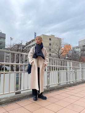 「アイテム（ネックウォーマー/スヌード）」を使った、BLACKBYMOUSSY_staffさん（レディース・160cm）の冬コーディネート