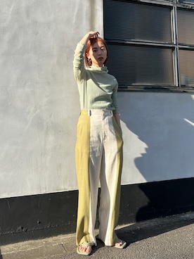 「アイテム（サンダル、グリーン系）」を使った、BLACKBYMOUSSY_staffさん（レディース・158cm）の夏コーディネート