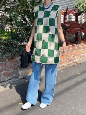 「透かし編みニット」｜BLACKBYMOUSSY_staffさん（レディース・158cm）の春コーディネート