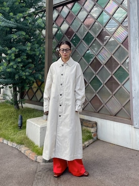 「BLACK BY MOUSSY（ブラックバイマウジー）のアイテム（ステンカラーコート）」を使った、BLACKBYMOUSSY_staffさん（レディース・160cm）の秋コーディネート