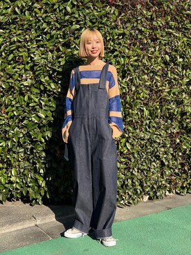 「BLACK BY MOUSSY（ブラックバイマウジー）のアイテム（オールインワン・サロペット）」を使った、BLACKBYMOUSSY_staffさん（レディース・158cm）の冬コーディネート