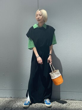 「カラー×コーデ」｜「アイテム（ワンピース）」を使った、BLACKBYMOUSSY_staffさん（レディース・158cm）の夏コーディネート