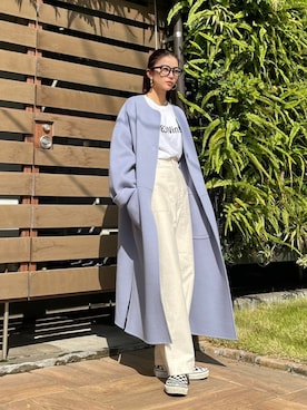 「アイテム（カーゴパンツ、ホワイト系）」を使った、BLACKBYMOUSSY_staffさん（レディース・160cm）の秋コーディネート