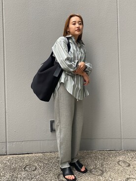 「スクエアトゥ」｜「アイテム（スウェットパンツ）」を使った、BLACKBYMOUSSY_staffさん（レディース・158cm）の冬コーディネート