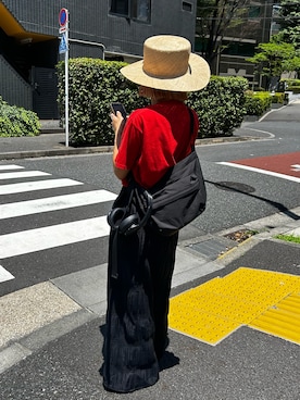「スカートコーデ」｜「アイテム（帽子）」を使った、BLACKBYMOUSSY_staffさん（レディース・158cm）の夏コーディネート