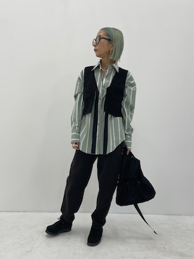 「モードストリート」｜「アイテム（スウェットパンツ）」を使った、BLACKBYMOUSSY_staffさん（レディース・158cm）の冬コーディネート