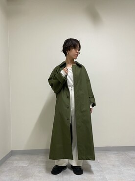 「BLACK BY MOUSSY（ブラックバイマウジー）のアイテム（ステンカラーコート）」を使った、BLACKBYMOUSSY_staffさん（レディース・160cm）の秋コーディネート