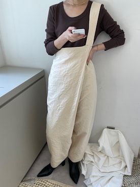「BLACK BY MOUSSY（ブラックバイマウジー）のアイテム（オールインワン・サロペット）」を使った、BLACKBYMOUSSY_staffさん（レディース・158cm）の秋コーディネート