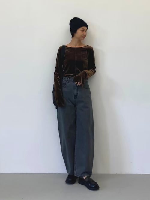 【再入荷】 □PUNA denim(プナロングブラックデニム)（デニム black long パンツ