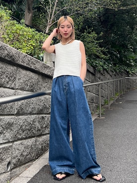 「ハイウエストデニム」｜BLACKBYMOUSSY_staffさん（レディース・158cm）の春コーディネート