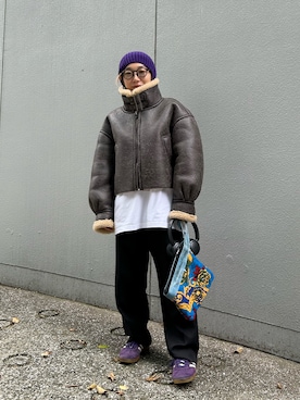 「BLACK BY MOUSSY（ブラックバイマウジー）のアイテム（ジャケット/アウター）」を使った、BLACKBYMOUSSY_staffさん（レディース・158cm）の秋コーディネート