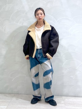 「BLACK BY MOUSSY（ブラックバイマウジー）のアイテム（ジャケット/アウター）」を使った、BLACKBYMOUSSY_staffさん（レディース・158cm）の秋コーディネート