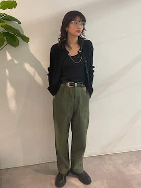 「カーキパンツ」｜BLACKBYMOUSSY_staffさん（レディース・158cm）の春コーディネート