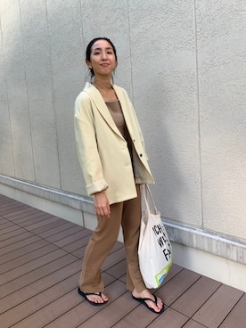 「BLACK BY MOUSSY（ブラックバイマウジー）のloose jacket（ルーズジャケット）（テーラードジャケット）」を使った、BLACKBYMOUSSY_staffさん（レディース・160cm）の秋コーディネート