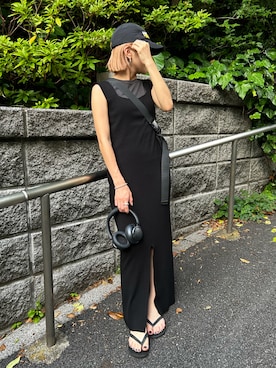 「黒コーデ」｜「アイテム（タンクトップ）」を使った、BLACKBYMOUSSY_staffさん（レディース・158cm）の夏コーディネート
