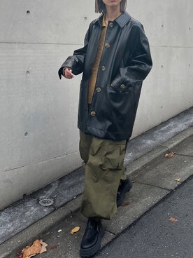 「BLACK BY MOUSSY（ブラックバイマウジー）のアイテム（その他アウター）」を使った、BLACKBYMOUSSY_staffさん（レディース・158cm）の冬コーディネート