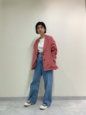 「BLACK BY MOUSSY（ブラックバイマウジー）のloose jacket（ルーズジャケット）（テーラードジャケット）」を使った、BLACKBYMOUSSY_staffさん（レディース・160cm）の秋コーディネート