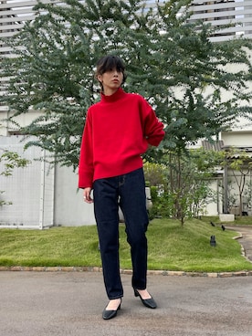 「ハイウエストデニム」｜BLACKBYMOUSSY_staffさん（レディース・160cm）の秋コーディネート