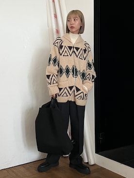 「カウチンセーター」｜BLACKBYMOUSSY_staffさん（レディース・158cm）の秋コーディネート