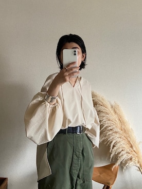 「スキッパーシャツ」｜BLACKBYMOUSSY_staffさん（レディース・158cm）の夏コーディネート